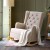 Artiss Rocking Chair Armchair, Faux Linen Fabric, Beige, 104x82.5x72cm, Convertible Design, Tufted Wingback Comfort