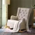 Artiss Rocking Chair Armchair, Faux Linen Fabric, Beige, 104x82.5x72cm, Convertible Design, Tufted Wingback Comfort