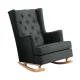 Artiss Rocking Chair Armchair, Linen Fabric, Charcoal, 103x82.5x72cm, Convertible, Tufted Wingback Comfort