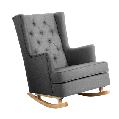 Artiss Rocking Chair Armchair, Linen Fabric, Grey, 104x82.5x72cm, Convertible Design, Tufted Wingback Comfort Artiss Rocking Chair Armchair, Linen Fabric, Grey, 104x82.5x72cm, Convertible Design, Tufted Wingback Comfort