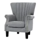 Artiss Armchair, Faux Linen Wingback, Full-Size, Grey, 76x75x93cm - Timeless Design with Button Studs & Comfort Padding