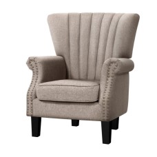 Artiss Armchair, Linen Fabric, Full-Size, Beige, 76x75x93cm, Wingback Design, Elegant Button Studs, Durable Comfort Artiss Armchair, Linen Fabric, Full-Size, Beige, 76x75x93cm, Wingback Design, Elegant Button Studs, Durable Comfort