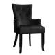 Artiss Cayes Dining Chair: Black Velvet French Provincial Armchair, 96x62x54cm, Tufted Design, Solid Rubber Wood Legs
