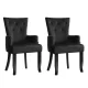 Artiss Cayes Set of 2 Black Velvet Dining Chairs, French Provincial Style, 13cm Cushioned Seats, Rubber Wood Legs