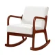 Artiss Corduroy Rocking Armchair, Beige, Rubber Wood Frame, 59x75x80cm, Modern Scandinavian Design, 150kg Capacity