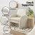 Artiss Bouclé White Armchair Accent Chair Lounge Tub Sofa, Curved Arm, Pine Wood, 75x76x87cm, 150kg Capacity