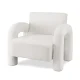 Artiss Bouclé White Armchair - Curved Seat, Pine Wood Frame, 150kg Capacity, Easy Assembly, 86x82x76cm Lounge Sofa