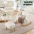 Artiss Bouclé Rocking Armchair and Ottoman Set White, Rubberwood Frame, Thick Foam, Waist Pillow, 150kg Capacity