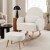 Artiss Bouclé Rocking Armchair and Ottoman Set White, Rubberwood Frame, Thick Foam, Waist Pillow, 150kg Capacity