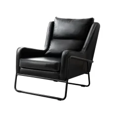 Artiss Black PU Leather Wingback Armchair – Elegant Accent Chair with Metal Frame, High Resilience Foam, 72x82x81cm
