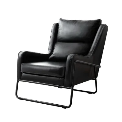 Artiss Black PU Leather Wingback Armchair – Elegant Accent Chair with Metal Frame, High Resilience Foam, 72x82x81cm