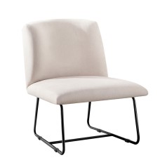 Artiss Accent Armchair Beige Faux Linen Upholstery, Metal Cross Leg, Modern Armless Chair, 64x66x75cm, 150kg