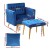 Artiss Velvet Armchair and Ottoman Set Blue, Adjustable Backrest, Tufted Upholstery, Pine Frame, Pillow Included