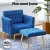 Artiss Velvet Armchair and Ottoman Set Blue, Adjustable Backrest, Tufted Upholstery, Pine Frame, Pillow Included