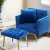 Artiss Velvet Armchair and Ottoman Set Blue, Adjustable Backrest, Tufted Upholstery, Pine Frame, Pillow Included
