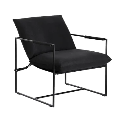 Artiss Black Sling Armchair - Polyester Upholstery, Steel Frame, 78x78x70cm, 130kg Capacity, Easy Assembly