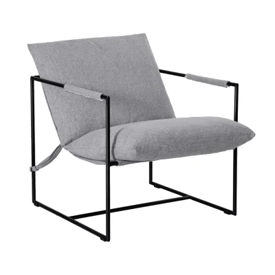 Artiss Grey Sling Armchair - Stylish and Comfortable Lounge Chair with High-Density Foam, Steel Frame, 78x78x70cm