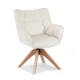 Artiss Velvet Swivel Armchair in White - 360° Swivel, Ergonomic Design, Rubber Wood Legs, 66x69x84cm, 110kg Capacity
