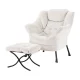 Artiss Velvet White Armchair & Ottoman Set - Premium Comfort, Sturdy Metal Frame, Ergonomic Design, Easy Assembly