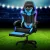 Artiss 6-Point Massage Gaming Office Chair Cyan Blue, PU Leather, 7 LED Colours, Reclining, Footrest, 150kg Capacity