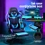 Artiss 6-Point Massage Gaming Office Chair Cyan Blue, PU Leather, 7 LED Colours, Reclining, Footrest, 150kg Capacity
