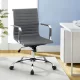 Artiss Office Chair Grey PU Leather Mid Back Conference Chair with Chrome Base, Adjustable Height and Tilt, 360° Swivel