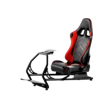 Artiss Racing Simulator Cockpit, Steel & PVC Leather, Black/Red, 130x48.5x110cm, Adjustable, Compatible with Logitech