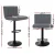Artiss 4x Como Bar Stools - Vintage Grey Leather, Adjustable Height, 360° Swivel, High Back, Floor Protector
