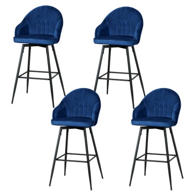 Artiss Mesial 4x Velvet Bar Stools - Blue, Swivel Metal Legs, Luxurious Design, Elegant Comfort, Durable Quality Artiss Mesial 4x Velvet Bar Stools - Blue, Swivel Metal Legs, Luxurious Design, Elegant Comfort, Durable Quality