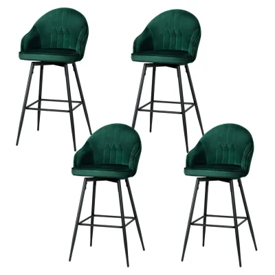 Artiss 4x Mesial Velvet Bar Stools - Swivel Green, Metal Legs, Luxurious Design for Elegant Spaces