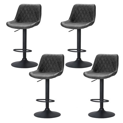 Artiss Rushal 4x Vintage Black Leather Bar Stools - Adjustable Gas Lift, 360° Swivel, Elegant Design Artiss Rushal 4x Vintage Black Leather Bar Stools - Adjustable Gas Lift, 360° Swivel, Elegant Design