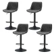 Artiss Rushal 4x Vintage Black Leather Bar Stools - Adjustable Gas Lift, 360° Swivel, Elegant Design
