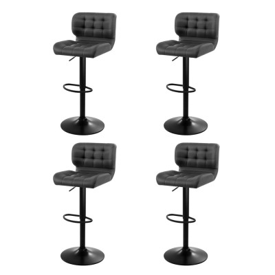 Artiss 4x Grey Bar Stools - PU Leather, Chrome Gas Lift, Swivel Design, 41cm Steel Base, 130kg Capacity, Modern Decor Artiss 4x Grey Bar Stools - PU Leather, Chrome Gas Lift, Swivel Design, 41cm Steel Base, 130kg Capacity, Modern Decor
