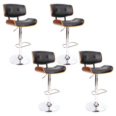 Artiss 4x Bar Stools Gas Lift Black PU Leather Seats, Wooden Structure, Chrome Steel Base, 96-117cm Height Adjustable Artiss 4x Bar Stools Gas Lift Black PU Leather Seats, Wooden Structure, Chrome Steel Base, 96-117cm Height Adjustable