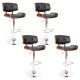 Artiss 4x Bar Stools Gas Lift Black PU Leather Seats, Wooden Structure, Chrome Steel Base, 96-117cm Height Adjustable