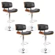 Artiss 4x Bar Stools Gas Lift Black PU Leather Seats, Wooden Structure, Chrome Steel Base, 96-117cm Height Adjustable