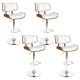 Artiss 4x Gas Lift Bar Stools, White PU Leather & Wooden Design, Chrome Finish, Adjustable Height, 130kg Capacity