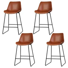 Artiss 4-Piece Brown Bar Stools Set - PU Leather, Metal Legs, 70cm Seat Height, Luxurious Design, Easy Assembly