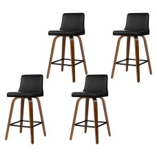 Artiss 4x Felipe Swivel Bar Stools, 87cm Black PU Leather, Padded Wooden Frame, Steel Footrest, 360° Seat Artiss 4x Felipe Swivel Bar Stools, 87cm Black PU Leather, Padded Wooden Frame, Steel Footrest, 360° Seat