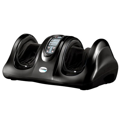 Livemor Foot Massager Shiatsu Electric Roller with Remote, Black, 59x34x25cm - Kneading, Intensity Control, Portable