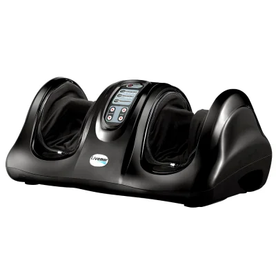 Livemor Foot Massager Shiatsu Electric Roller with Remote, Black, 59x34x25cm - Kneading, Intensity Control, Portable