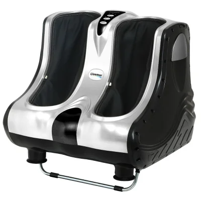 Livemor Shiatsu Electric Foot Massager, Silver, 47x47x44cm - Ankle, Calf, Leg Kneading for Relaxation & Circulation