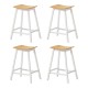 Artiss Bar Stools Set, Wooden Pine and White, 64cm Seat Height, Stylish Saddle Design, Durable and Rust-Proof