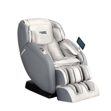 Livemor 4D Massage Chair Electric Recliner, Leather, Grey, 130cm SL-Track, Zero Gravity, Heated, Bluetooth Speaker