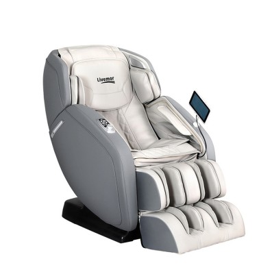 Livemor 4D Massage Chair Electric Recliner, Leather, Grey, 130cm SL-Track, Zero Gravity, Heated, Bluetooth Speaker Livemor 4D Massage Chair Electric Recliner, Leather, Grey, 130cm SL-Track, Zero Gravity, Heated, Bluetooth Speaker