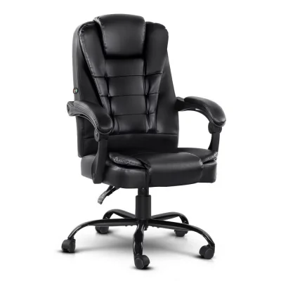 Artiss Massage Office Chair Black PU Leather Ergonomic Executive Computer Gaming Chair Reclining with Vibration Massage Artiss Massage Office Chair Black PU Leather Ergonomic Executive Computer Gaming Chair Reclining with Vibration Massage