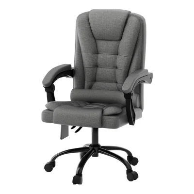 Artiss 2-Point Massage Office Chair, Black Fabric, Adjustable Comfort with Lumbar Support and Recline Features