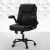 Artiss 2 Point Massage Office Chair - Black PU Leather, Mid Back, Adjustable, 360° Swivel, Lumbar Support