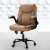 Artiss 2 Point Massage Office Chair Brown PU Leather Mid Back Ergonomic Chair with Lumbar Support and Tilt Adjustment