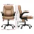 Artiss 2 Point Massage Office Chair Brown PU Leather Mid Back Ergonomic Chair with Lumbar Support and Tilt Adjustment